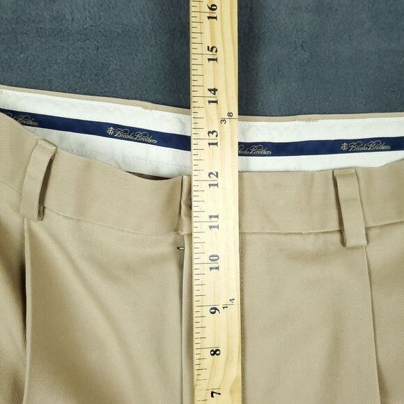 Brooks Brothers Pants Men's 36x32 Advantage Chino Elliot Beige Pleated Cuffed - Picture 10 of 14